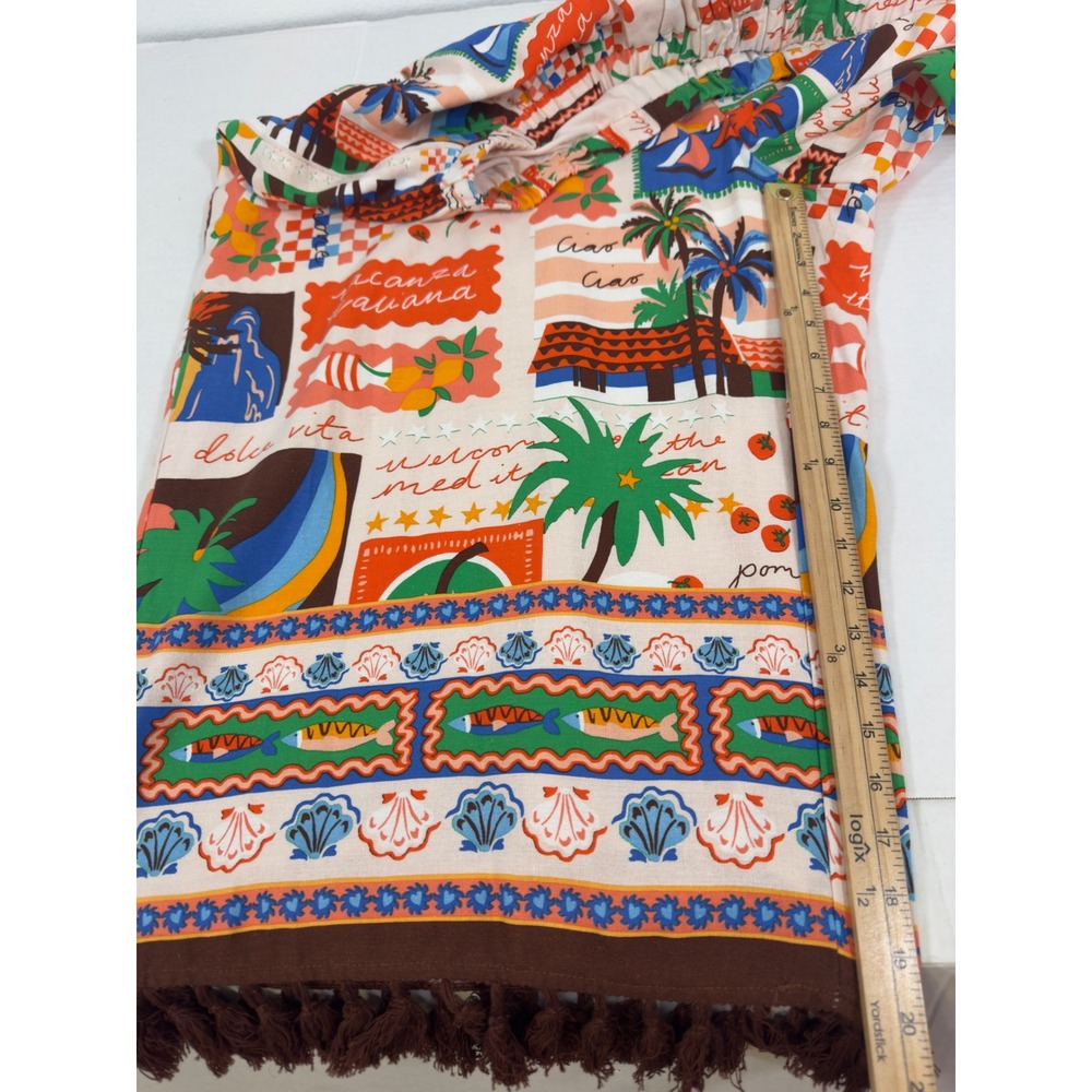 Sugarlips Womens Postcard Print Wide Leg Pants Cropped 3X Boho Mediterranean - Picture 5 of 11